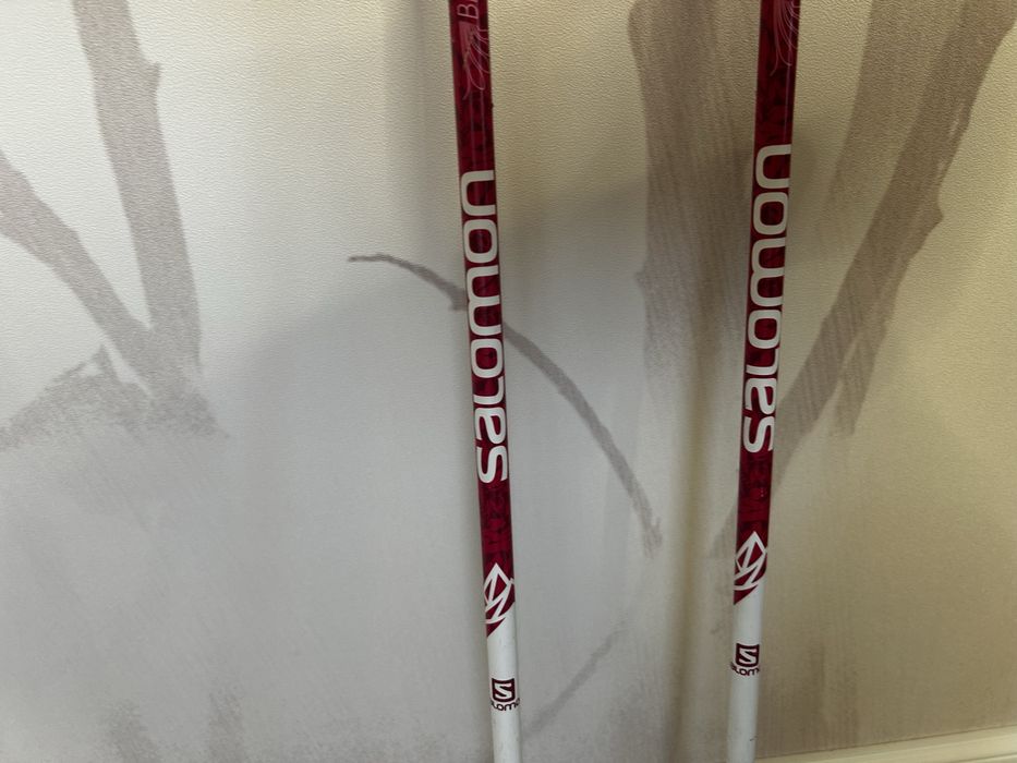 Bete de ski Salamon +100 cm roz