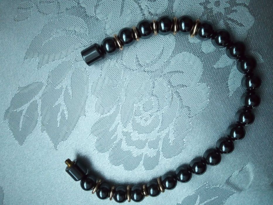 Colier perle si bratara perle , gri antracit