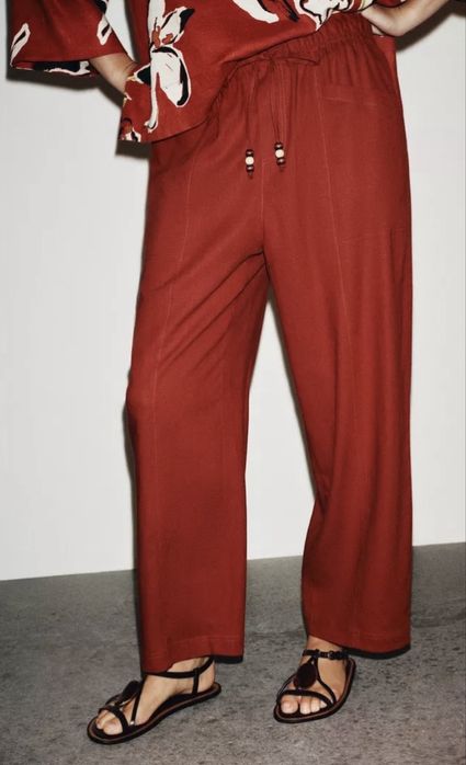 Pantaloni Zara din in