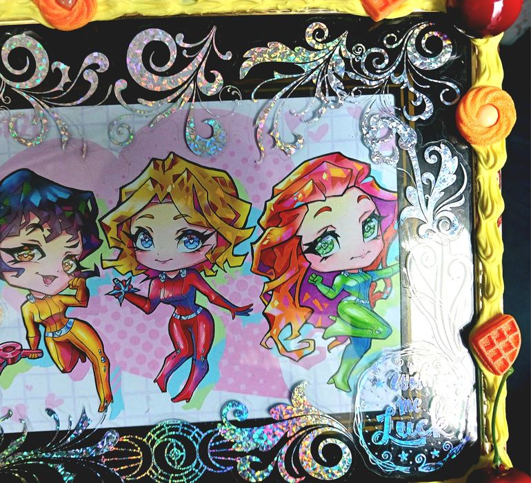 Spioanele Totally Spies Ilustratie originala in rama lucrata manual