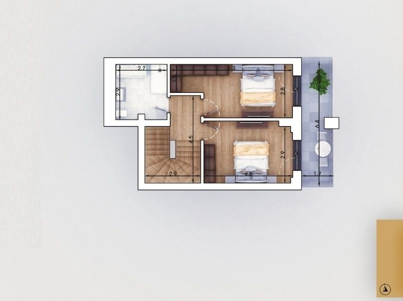 Duplex 3 camere penthouse, 116.2mp - 7 min. mers metrou N. Teclu - cesiune