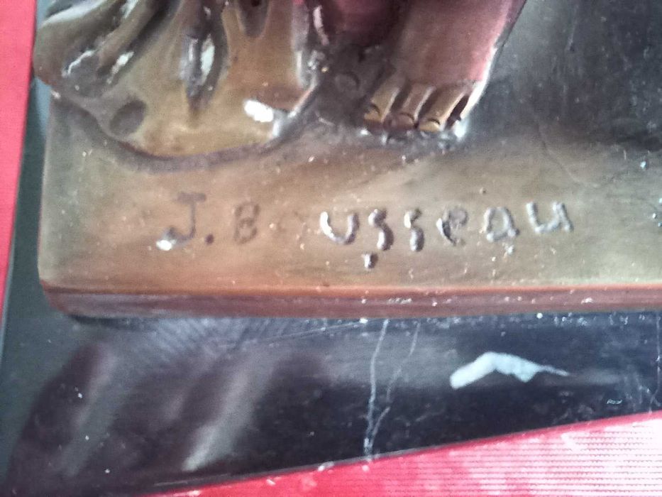 Jacques Bousseau Стара Бронзова Статуетка Херувим с Количка