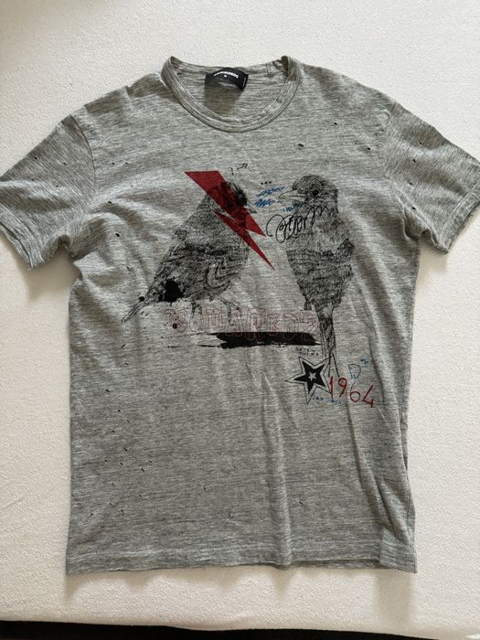 Tricou Dsquared2 marimea S M gri imprimeu rupturi
