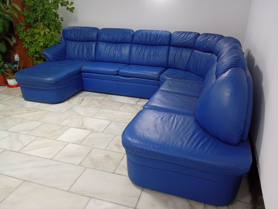 Colțar piele cu fotoliu