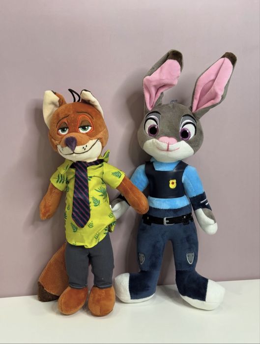 Плюшена играчка Зоотрополис Zootopia Ник Уайлд и Джуди Хопс 42см
