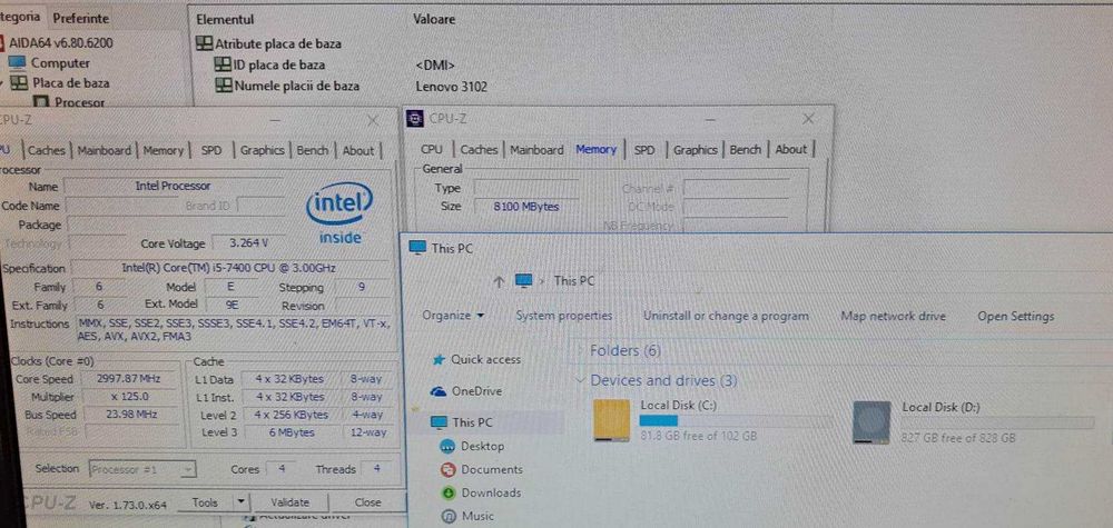 PC i5 7400 - 3.0 GHz / 8 GB Ram/ HDD 1 TB