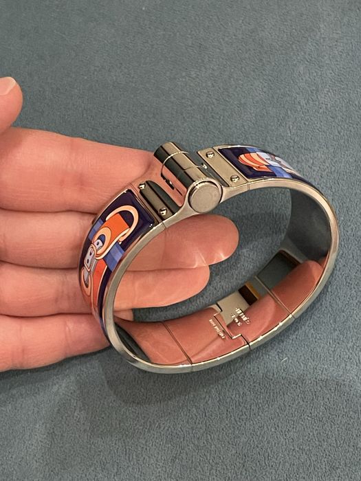 Браслет HERMES Enamel Charniere hinged bracelet