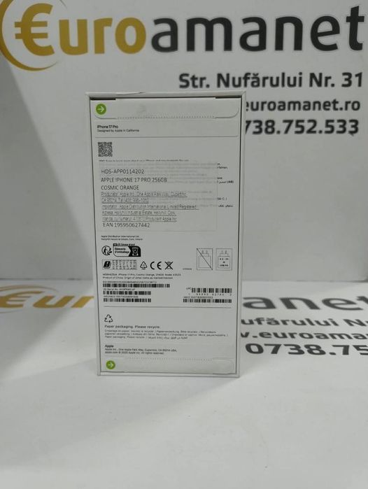 Telefon mobil Apple iPhone 17 Pro, 256GB, 5G, Cosmic Orange -N-