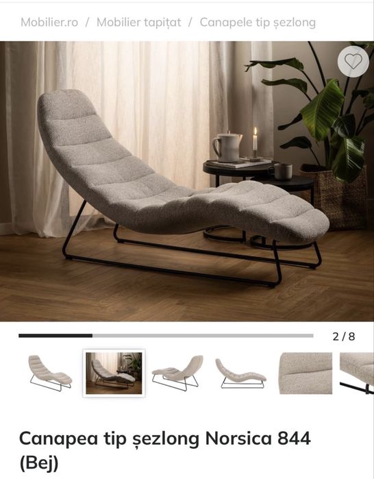 Canapea tip șezlong Norsica 844 – bej, stil modern, ca nouă