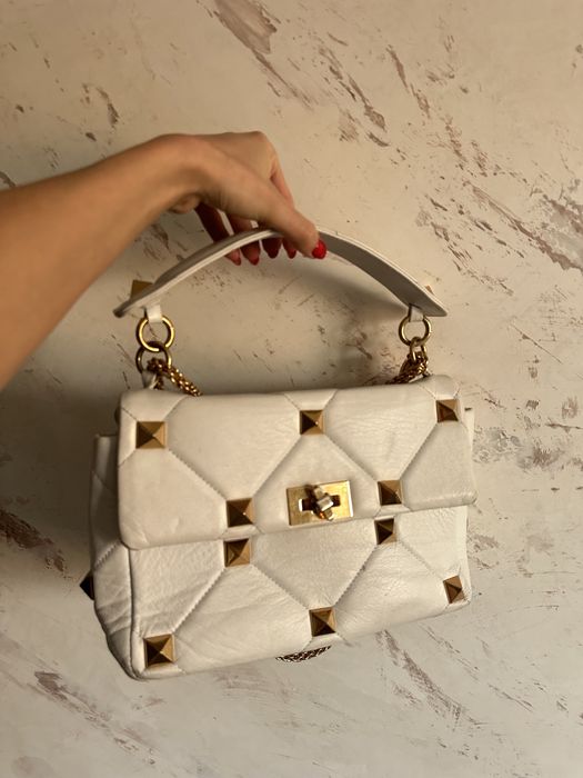 Чанта естествена кожа Valentino бяла