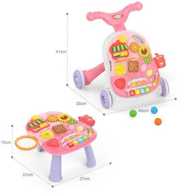 Играчка за прохождане - Проходилка 2 в 1 Moni Toys - Basket, Pink