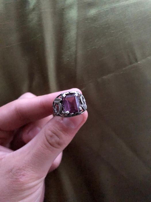 Inel Art Deco argint 925 cu ametist fatetat m 58