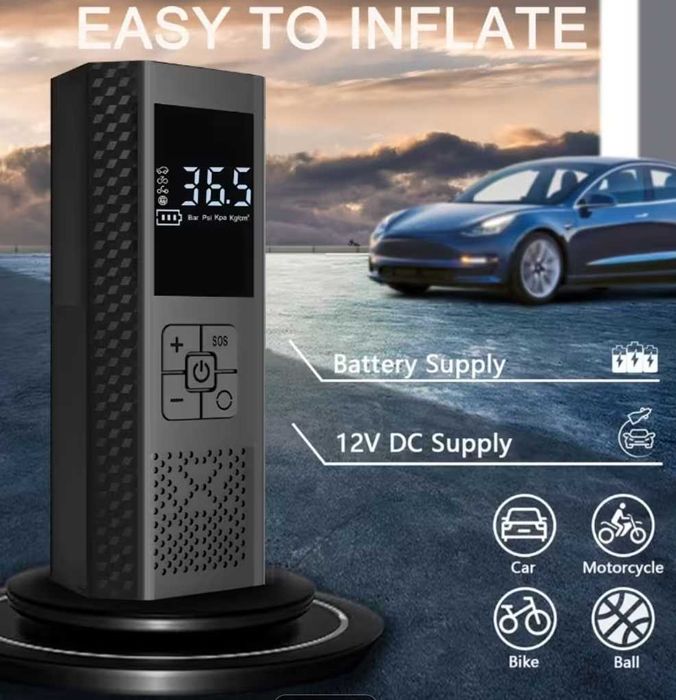 Преносим въздушен компресор за гуми, 150 PSI помпа за автомобилни гуми, мотоциклети, велосипеди