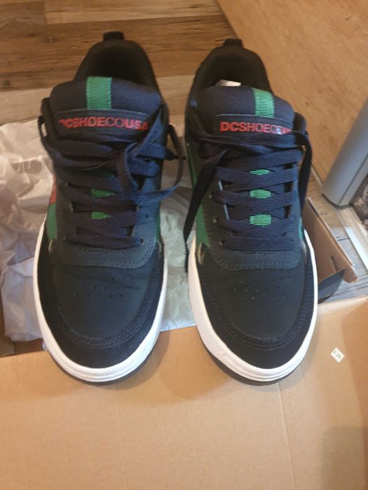 DC pantofi barbati sport / casual, piele naturala, 43, negru verde