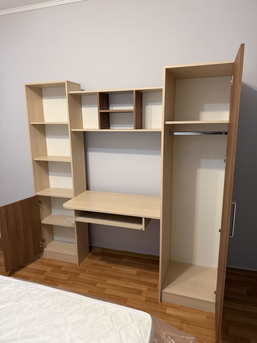 Стенка со столом, шкафом, полками и мини камодом