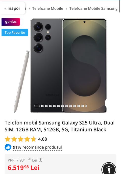 Samsung Galaxy S25 ULTRA NOU 512 GB Garantie 2 Ani Factura Acte RO