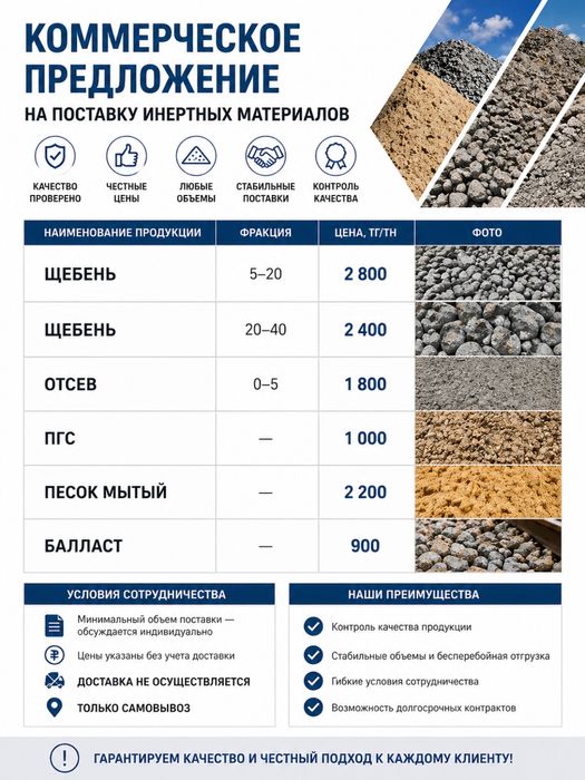 Щебень песок отсев пгс