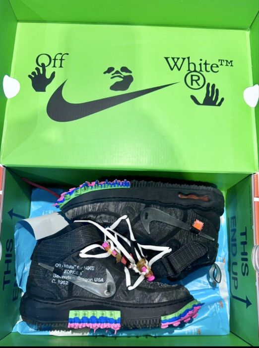 Off-White x Nike Air Force 1 Mid 'Black' - Nou, Deadstock, Full Box