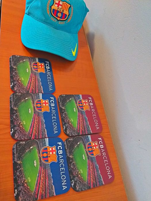 6 Suport pahar Fc BARCELONA-Barca original+2Pelerina Rom-Danemarca2003