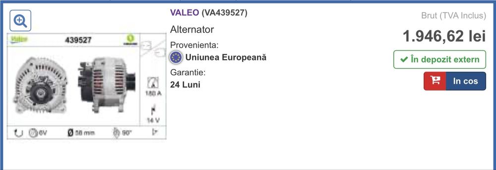 Vand alternator Valeo nou touareg 3.0 CASA