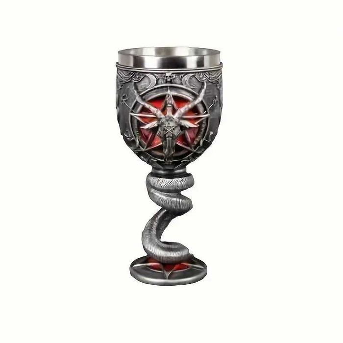 Нова 3D Чаша за Вино със Змия и Бафомет с пентаграм