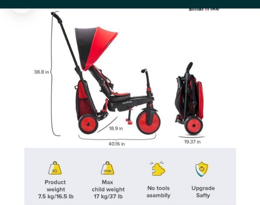 Vânt tricicletă pliabilă Smart trike 6in1 impecabilă