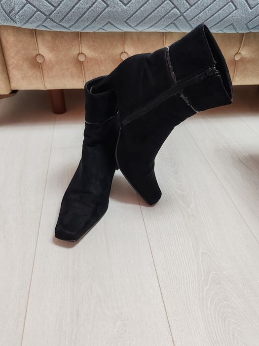 Botine piele întoarsă Black