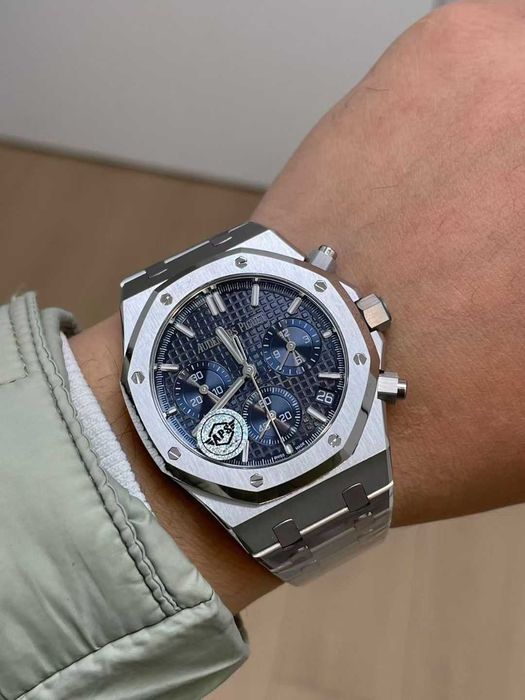 audemars piguet royal oak сребристо синьо