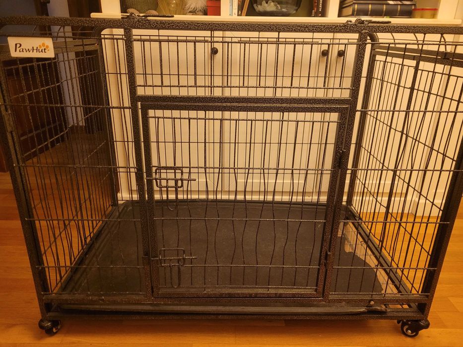 PawHut Kennel pentru Caini Pliabil
Usa cu Blocare 4 Roti