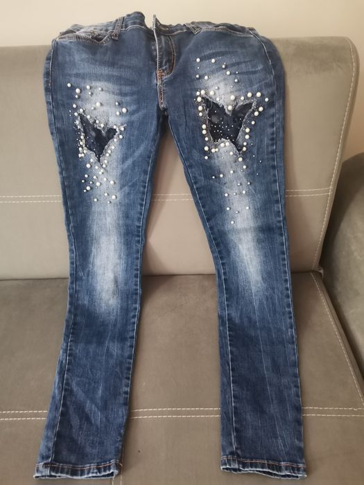 Дамски дънки с дантела