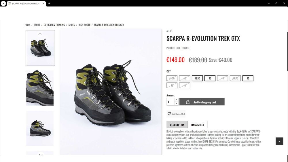 SCARPA R-EVOLUTION TREK GORE-TEX Boots размер EUR 38 / UK 5 дамски водонепромокаеми - 805