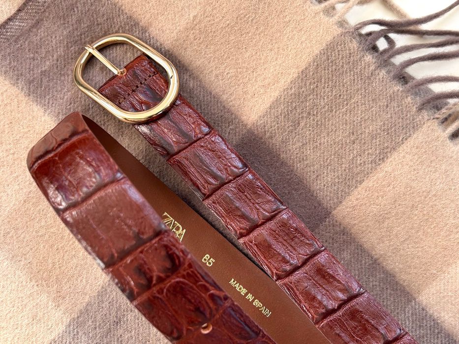 Сет от вълнен кариран шал и дамски колан Zara said