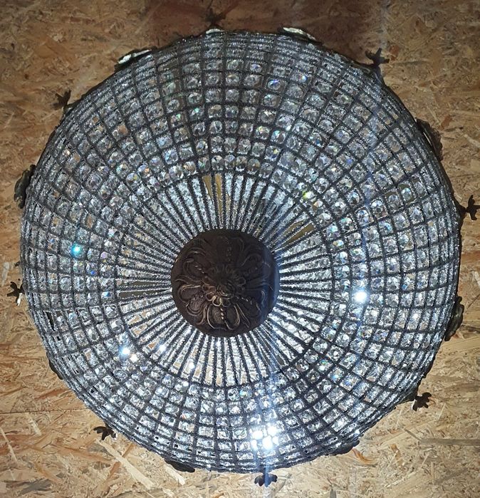 Candelabru Bronz / Cristal *** vintage / antic / vechi / retro ***