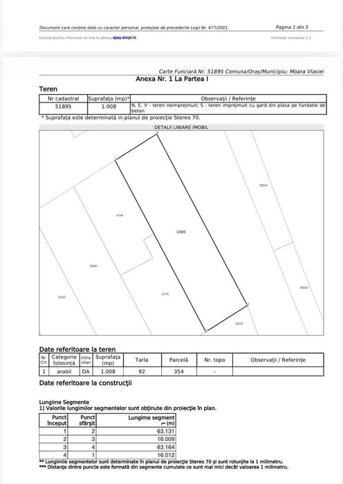 Teren intravilan 1008 mp, Moara Vlăsiei, Str. Tudor Arghezi -utilități