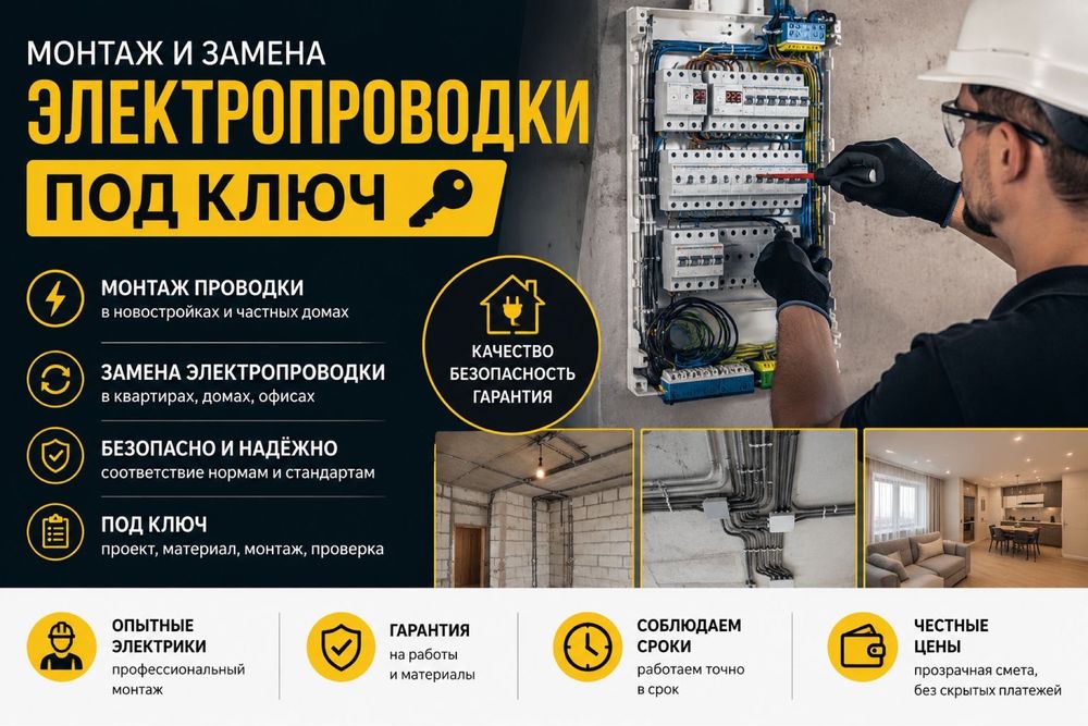 Монтаж и замена электропроводки под ключ
