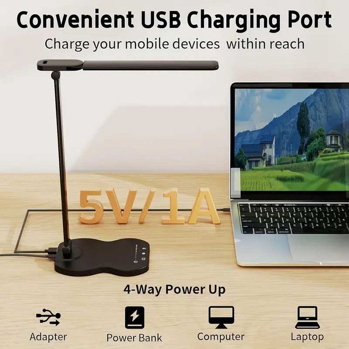 Луксозна настолна, портативна LED лампа с 5 нива на яркост и 5 нюанса