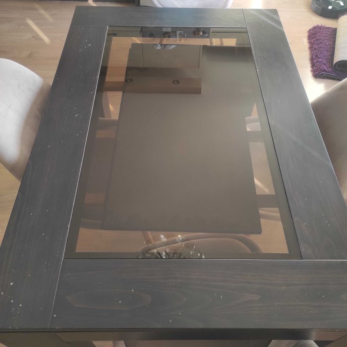 Трапезна масивна разтег. маса венге с каф.стъкло,120/80/75см, 250лв