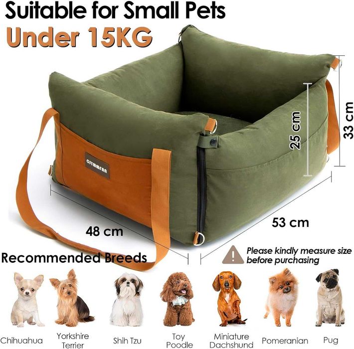 Столче за кола за кучета за малки и средни домашни любимци под 15 кг