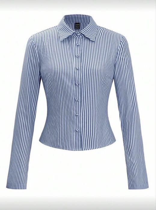 Риза с бели и сини ленти