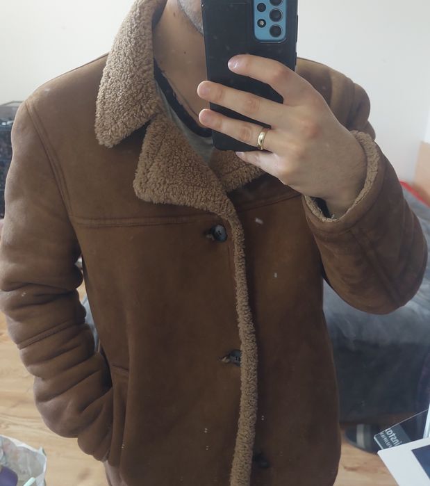 Яке ZARA кожа велур