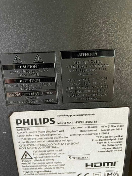 Televizor Philips 43PUH4900/88, Diagonală 109 cm, 4K Ultra HD – Perfect funcțional