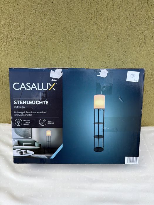 Etajeră cu bec Casalux, negru/ alba, noua