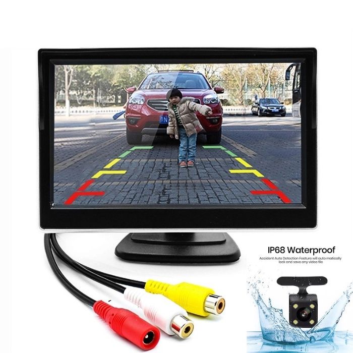 Камера за задно виждане паркиране парктроник монитор кола автомобил