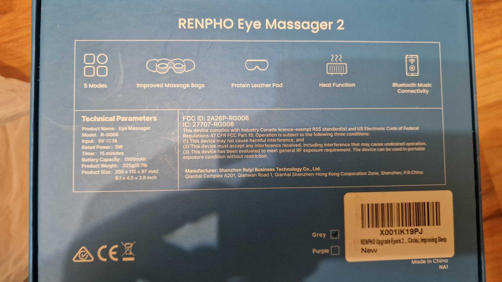 aparat masaj ochi REPHNO 2 r-g006 cu vibratii muzica caldura