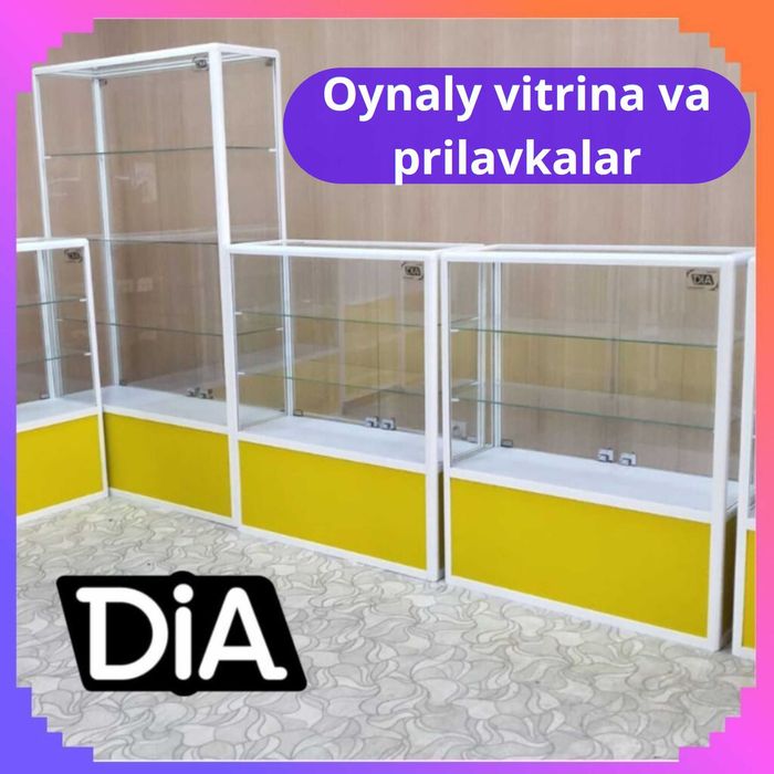 Прилавок витрина, стеклянная, metal oynaly vitrina va prilavkalar