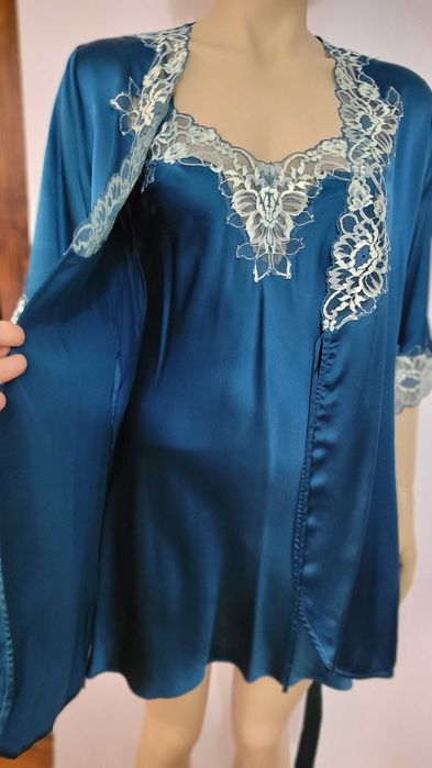 Negligee (neglije) de lux matase naturala 2 piese