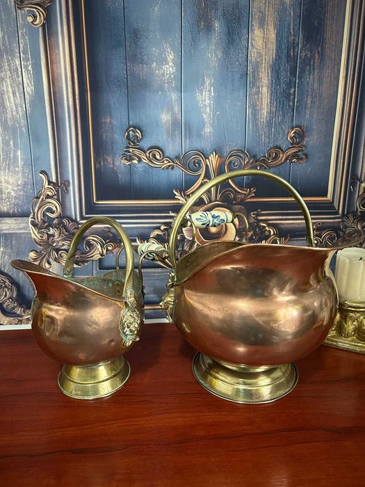 DN560 Set 2 carbunare de alama si bronz curate frumoase 950g 24&20cm