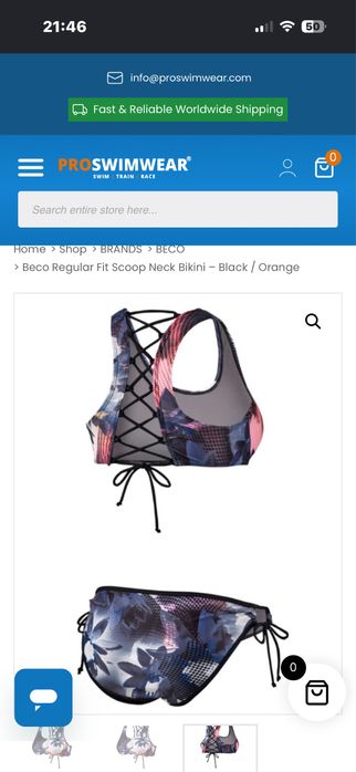 Costum de Baie Beco (bustiera si slip reglabile), mărime 42, uscare rapida