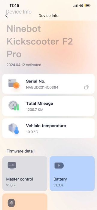 Продавам електрическа тротинетка Ninebot F 2 PRO