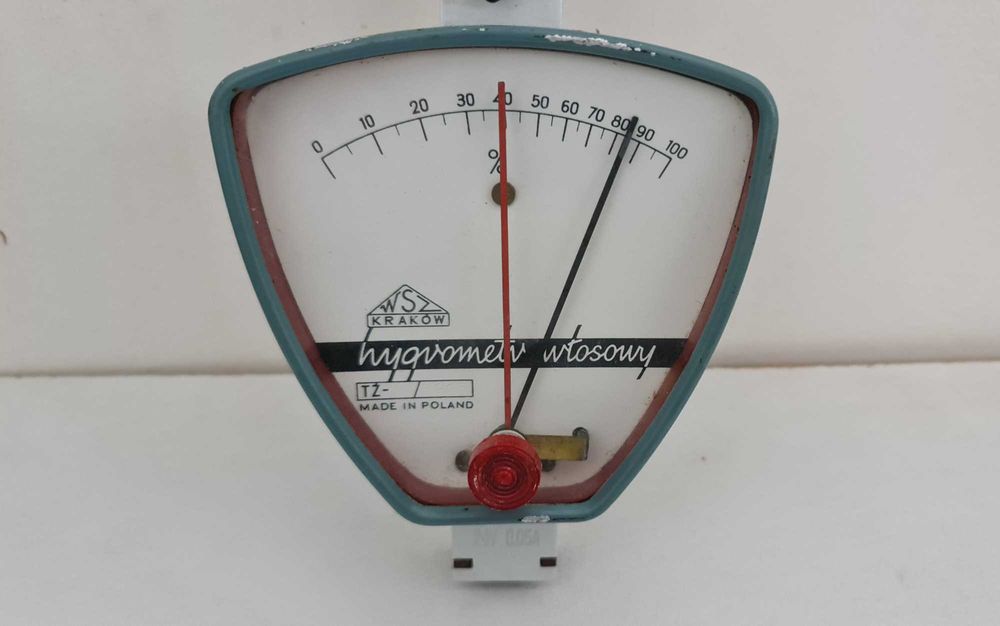 Стар метален хигрометър и термометър WSZ Kraukow Poland
